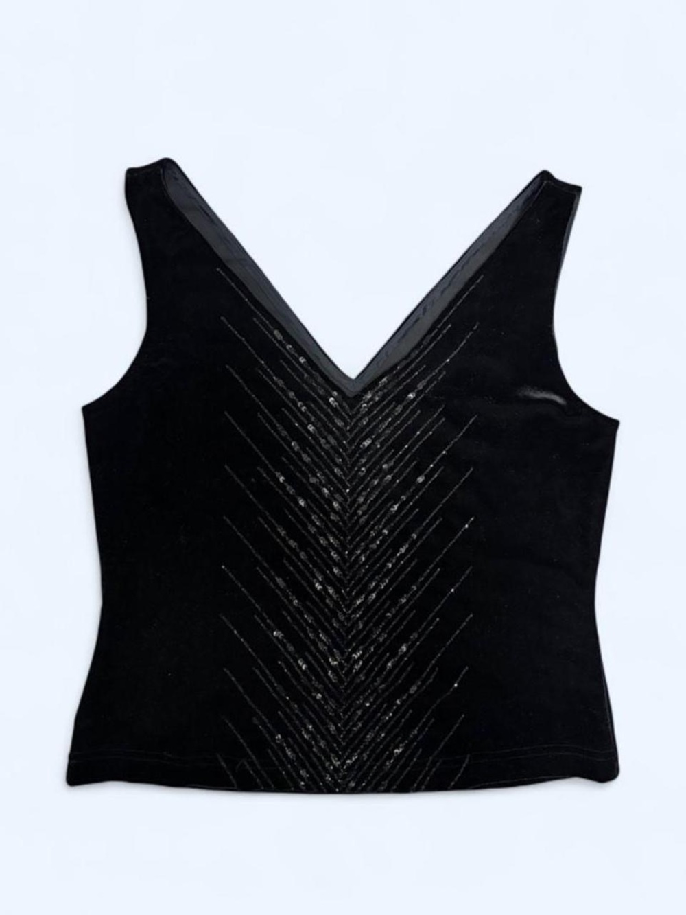 Adrianna Papell Black velvet V-Neck sequin Camisole